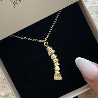 Sallanan Beyaz Taşlı Balık Kolye | Çelik | Gold