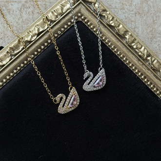 Mini Swan Kolye Pembe | Çelik