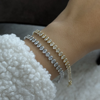 Oval Taş Suyolu Bileklik | 14k vip