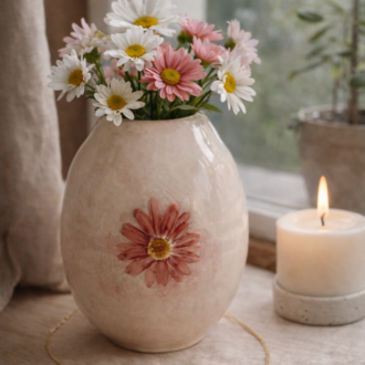 Blush Daisy – El Yapımı Seramik Vazo