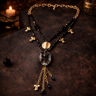 Royal Noir – Rutil Kuvars Statement Kolye