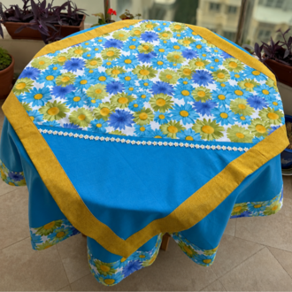 Blue Garden Papatya Masa Örtüsü ve Kapak