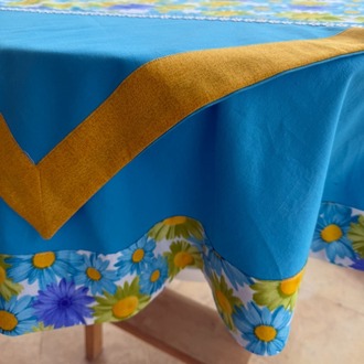 Blue Garden Papatya Masa Örtüsü ve Kapak