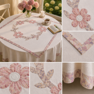 Spring Wreath | El Yapımı Aplike Masa Örtüsü Seti