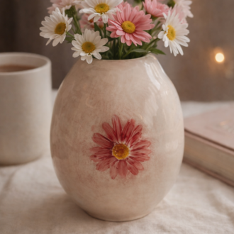 Blush Daisy – El Yapımı Seramik Vazo