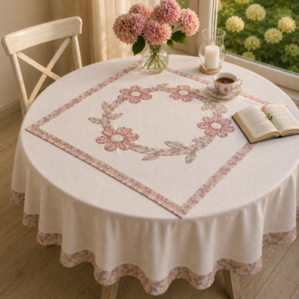 Spring Wreath | El Yapımı Aplike Masa Örtüsü Seti
