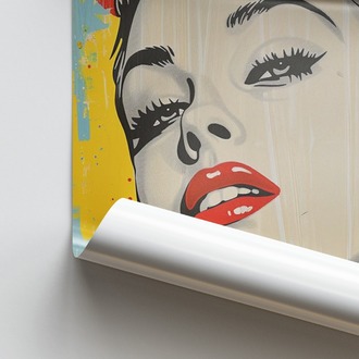 Kırmızı Rujlu Pop Art Kadın Posteri