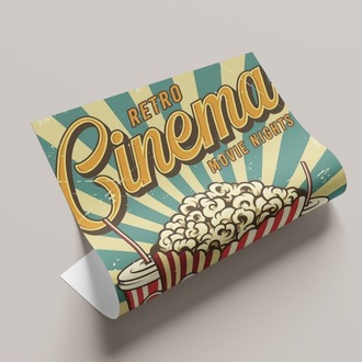 Cinema ve Popcorn Vintage Tasarım Poster