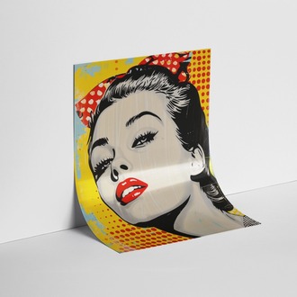 Kırmızı Rujlu Pop Art Kadın Posteri