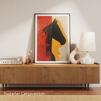 Yağlı Boya Görünümlü Silüet At Posteri