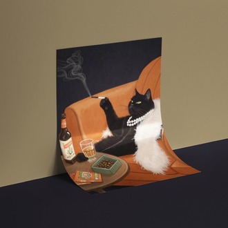 Keyif Yapan Kedi Poster