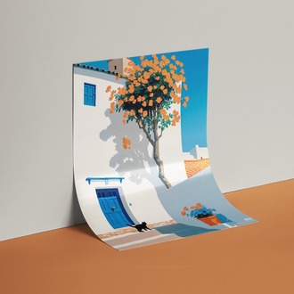 İllüstrasyon Bodrum Evleri Posteri