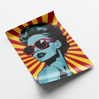 Kırmızı Gözlüklü Pop Art Kadın