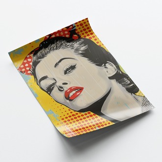 Kırmızı Rujlu Pop Art Kadın Posteri