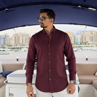 REGULAR FIT CEPSİZ ERKEK KETEN GÖMLEK