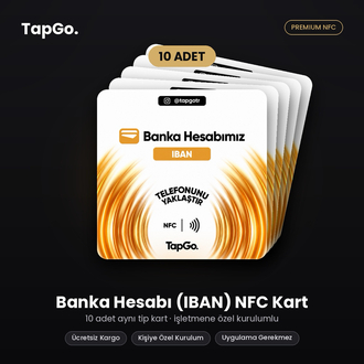 TapGo Banka Hesabı (IBAN) NFC Kart | 10'lu Paket