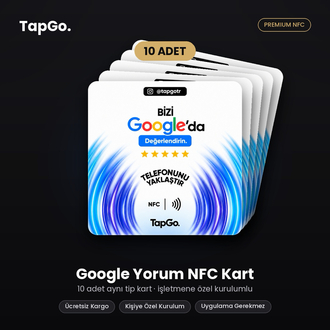 TapGo Google Yorum NFC Kart | 10'lu Paket