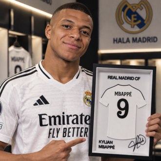 Kylian Mbappe - Real Madrid CF - İmzalı Forma Çerçevesi
