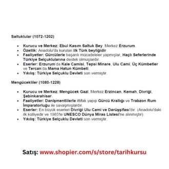 KPSS & EKPSS TARİH KAPSAMLI ÖĞRENCİ ÇALIŞMA NOTLARI (PDF)