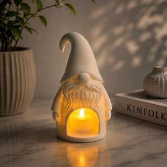 Dekoratif LED Mumluk Cüce Figürlü – 3D Baskı Gnome Tasarım, Sıcak Işıklı Dekorasyon