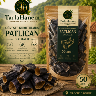 Güneşte Kurutulmuş Dolmalık Patlıcan (50 Adet)