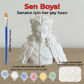 Rengoku Kyoujurou Figür Boyama Kiti - Kalbini Ateşle ve Sanatını Yansıt
