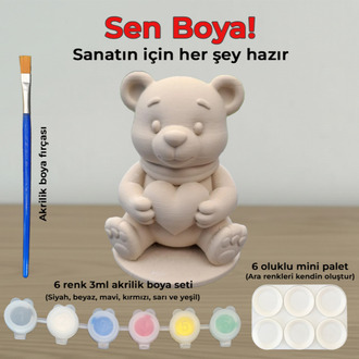 Kalpli Ayıcık DIY Boyama Seti - Sevgini Renklerle Anlat