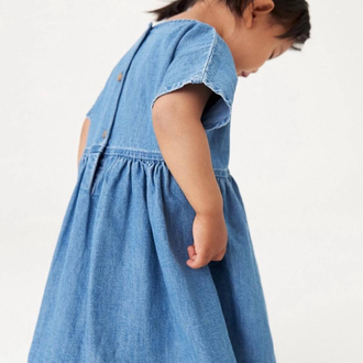 Kısa kollu denim elbise