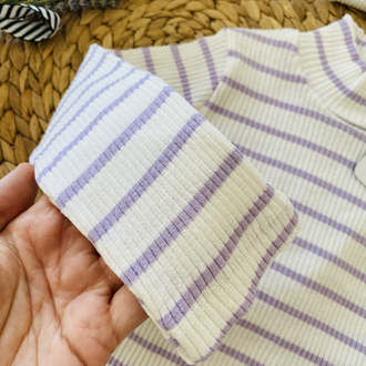 Balıkçı yaka çizgili body / Lila çizgili
