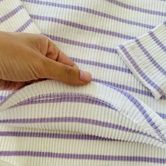 Balıkçı yaka çizgili body / Lila çizgili
