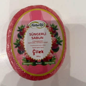 Çilekli Süngerli Büyük Boy Sabun