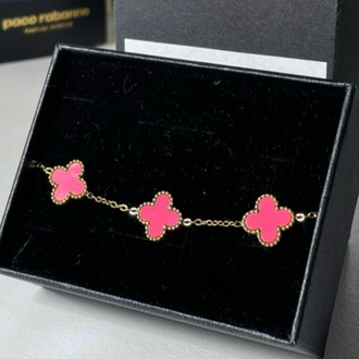 Vintage Alhambra Van Cleef bilezik, 5 motif PEMBE-GOLD