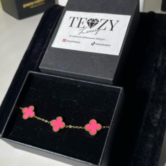 Vintage Alhambra Van Cleef bilezik, 5 motif PEMBE-GOLD