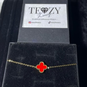 Vintage Alhambra Van Cleef bilezik, 1 motif KIRMIZI-GOLD