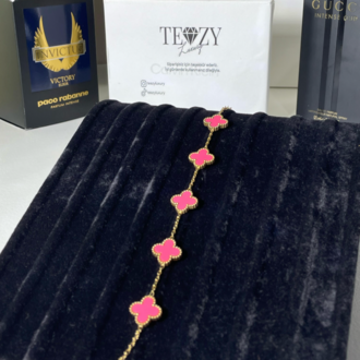 Vintage Alhambra Van Cleef bilezik, 5 motif PEMBE-GOLD