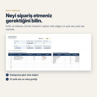 Excel Stok Takip Şablonu – Kritik Stok Uyarısı, Stok Değeri ve Giriş Çıkış Takibi