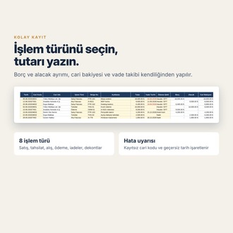 Excel Cari Hesap Takip Şablonu – Borç Alacak, Vade Takibi ve Cari Ekstre