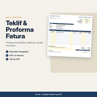 Excel Teklif ve Proforma Fatura Şablonu – Otomatik Hesaplamalı, KDV ve İskontolu