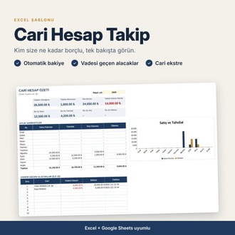 Excel Cari Hesap Takip Şablonu – Borç Alacak, Vade Takibi ve Cari Ekstre