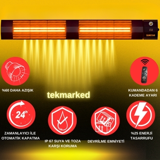 SUNSTAR HALOJEN ELEKTİRİKLİ SOBA İNFRARED ISITICI KUMANDALI 3600W