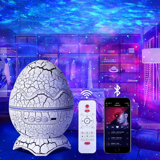 Dinozor Yumurta Galaksi Işık Projektörü – Kumandalı Gece Lambası & Bluetooth Hoparlör