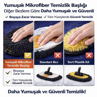 Ayarlanabilir Teleskopik Mikrofiber Araç Yıkama Fırçası Kuru Islak Oto Yıkama Fırçası