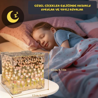 Aynalı Lale Gece Lambası - Romantik Lale Gece Lambası 