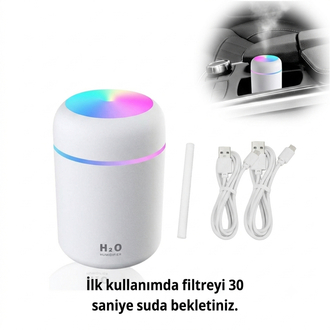 H2o 300 ml Ultrasonik Hava Nemlendirici Ve Aroma Difüzörü Renk Değiştiren Gece Lambası