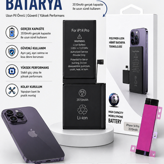 iPhone 14 Pro Yüksek Amperli Batarya(3510mAh)