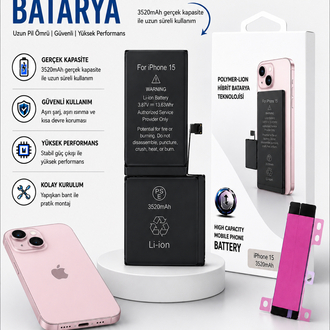 iPhone 15 Yüksek Amperli Batarya (3520mAh)