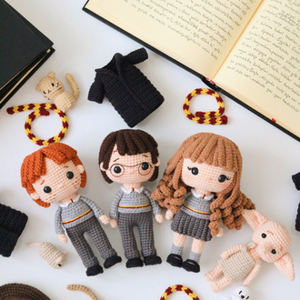 Harry Potter Karakterleri ve Hayvanlar Seti (Harry, Ron, Hermione, Dobby, ve hayvanlar)