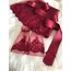 BORDO FRANSIZ DANTELLİ SET - DUVAK & KUŞAK & ELDİVEN