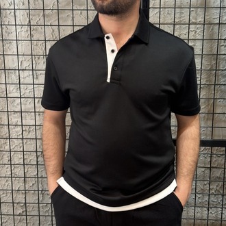 Oversize Oysho Kumaş Polo Yaka Siyah T-Shirt