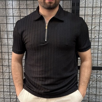 Çizgili Triko Polo Yaka T-Shirt